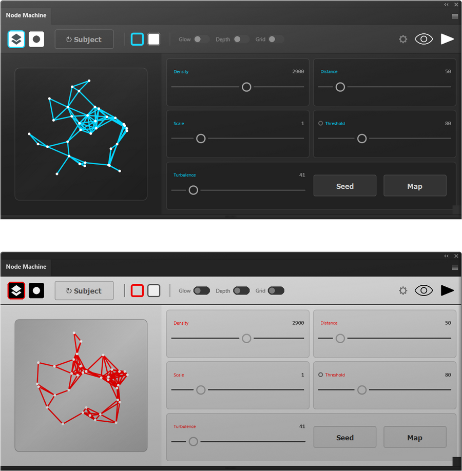 Interface: The same panel in light and dark mode