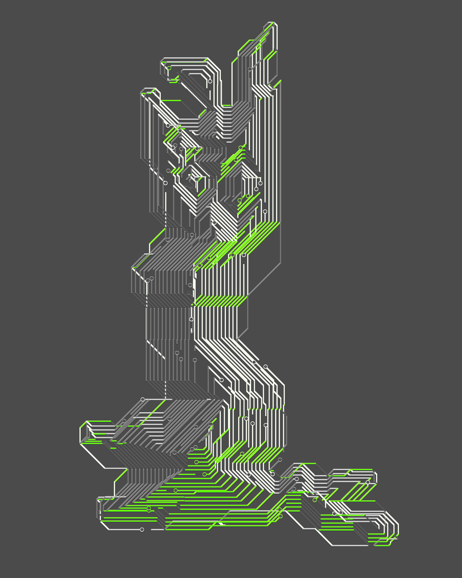 Traces: Circuit lines in a single color