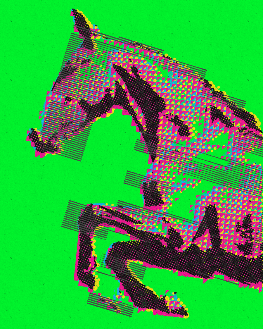 Flat color: Bands over a solid green ground