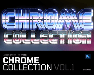Chrome Collection Vol.1 | Photoshop レイヤースタイル 50種