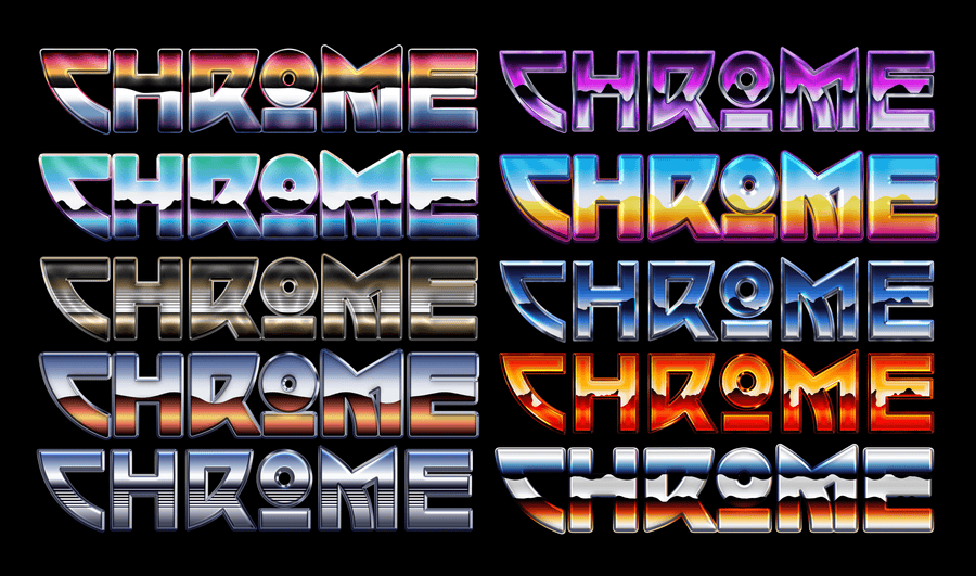 ChromeFX: the same word in ten styles