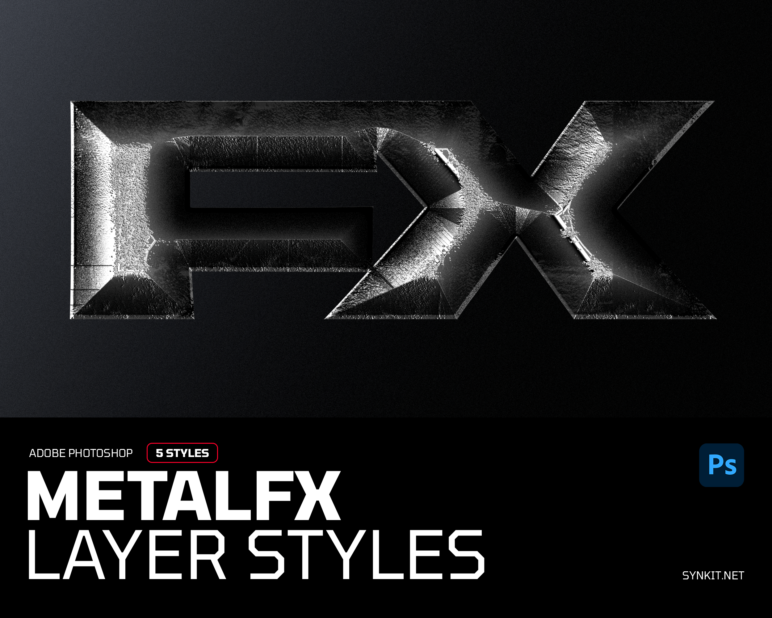 MetalFX | 10 Photoshop Layer Styles – Synkit