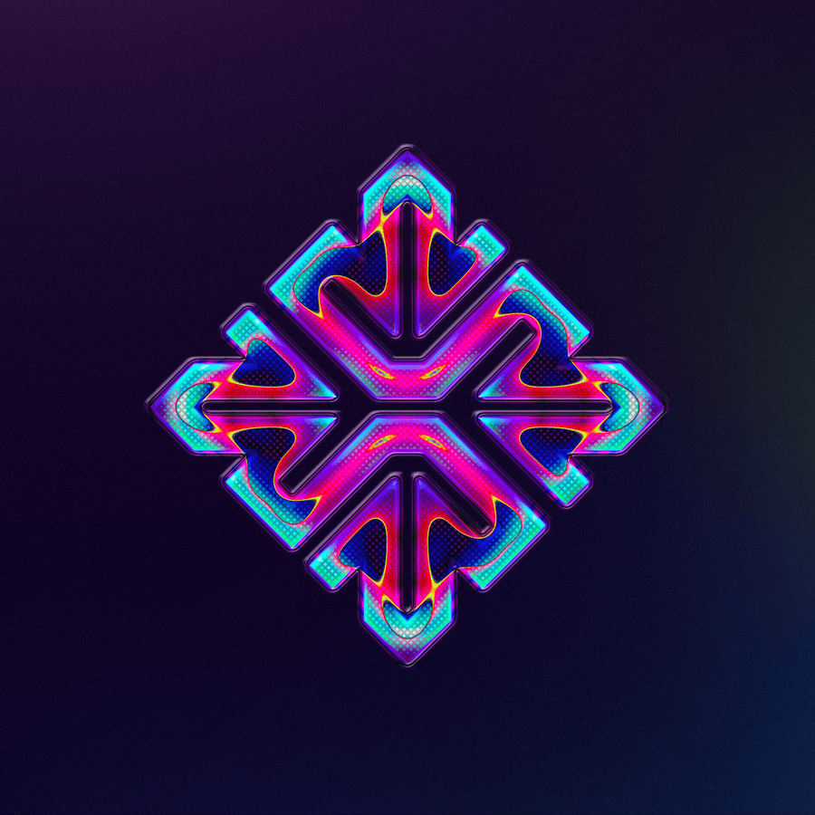 Psy-Chrome: psychedelic chrome on a symbol