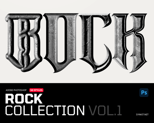 Rock Collection Vol.1 | 50 Photoshop Layer Styles - Synkit